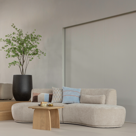 BATAVIER HALF RONDE BANK 4-ZITS VELVET ZAND MELANGE