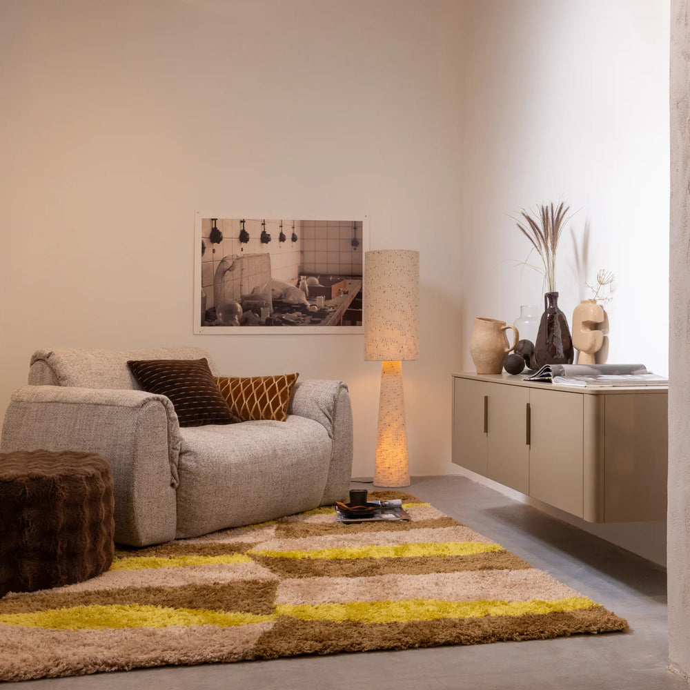 WOOOD - Loft vloerlamp metaal/boucle naturel met stippen 130x30cm