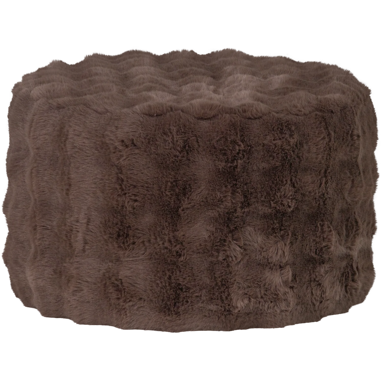 WOOOD - Olven poef laag fluffy stof bruin
