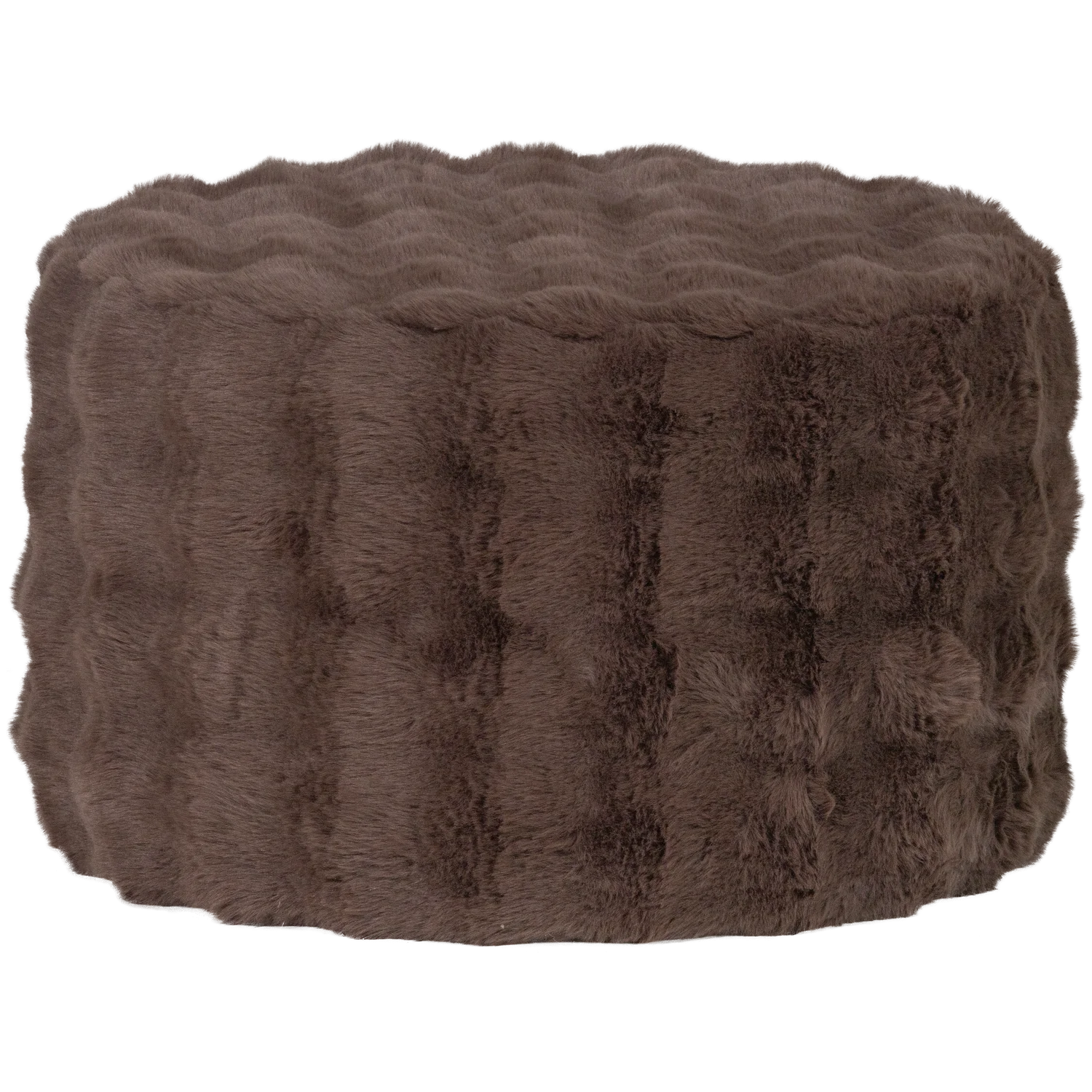 WOOOD - Olven poef laag fluffy stof bruin