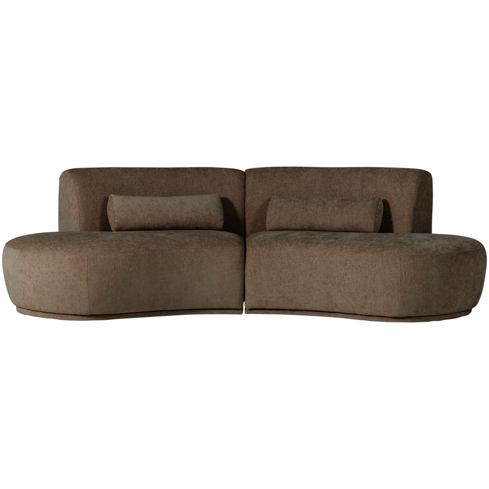 BATAVIER HALF RONDE BANK 4-ZITS VELVET BRUIN MELANGE