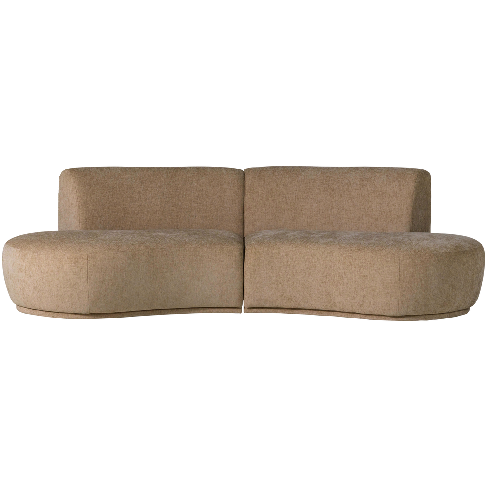 BATAVIER HALF RONDE BANK 4-ZITS VELVET LICHTBRUIN MELANGE