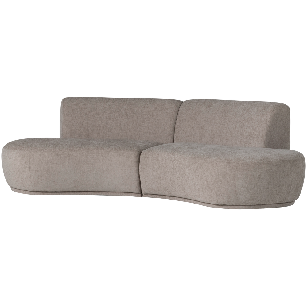 BATAVIER HALF RONDE BANK 4-ZITS VELVET ZAND MELANGE