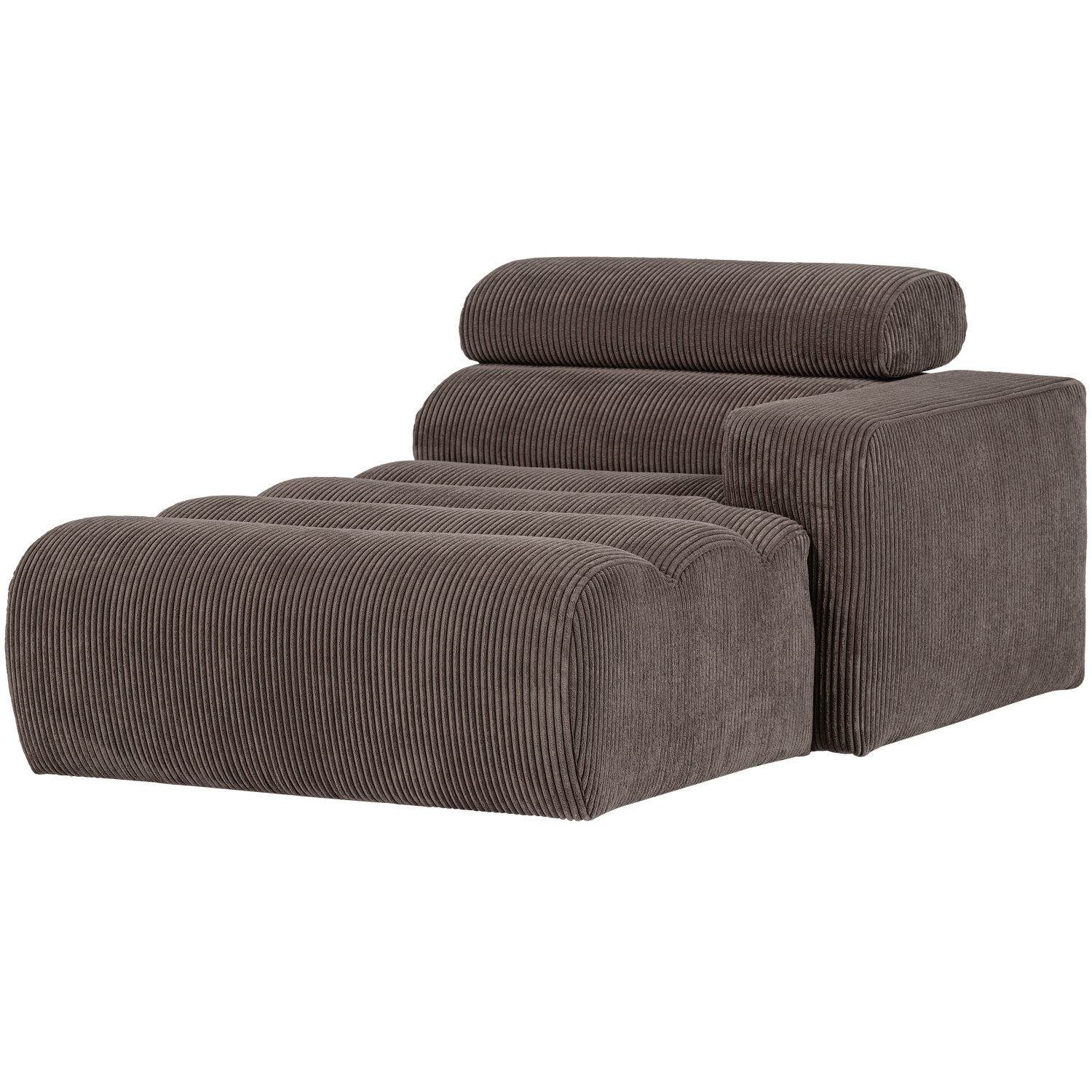 NOVI CHAISE LONGUE ELEMENT ARM RECHTS RIBSTOF GRIJSBRUIN