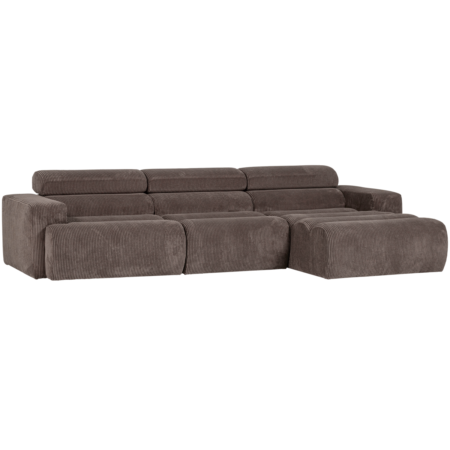 NOVI CHAISE LONGUE BANK RECHTS RIBSTOF GRIJSBRUIN