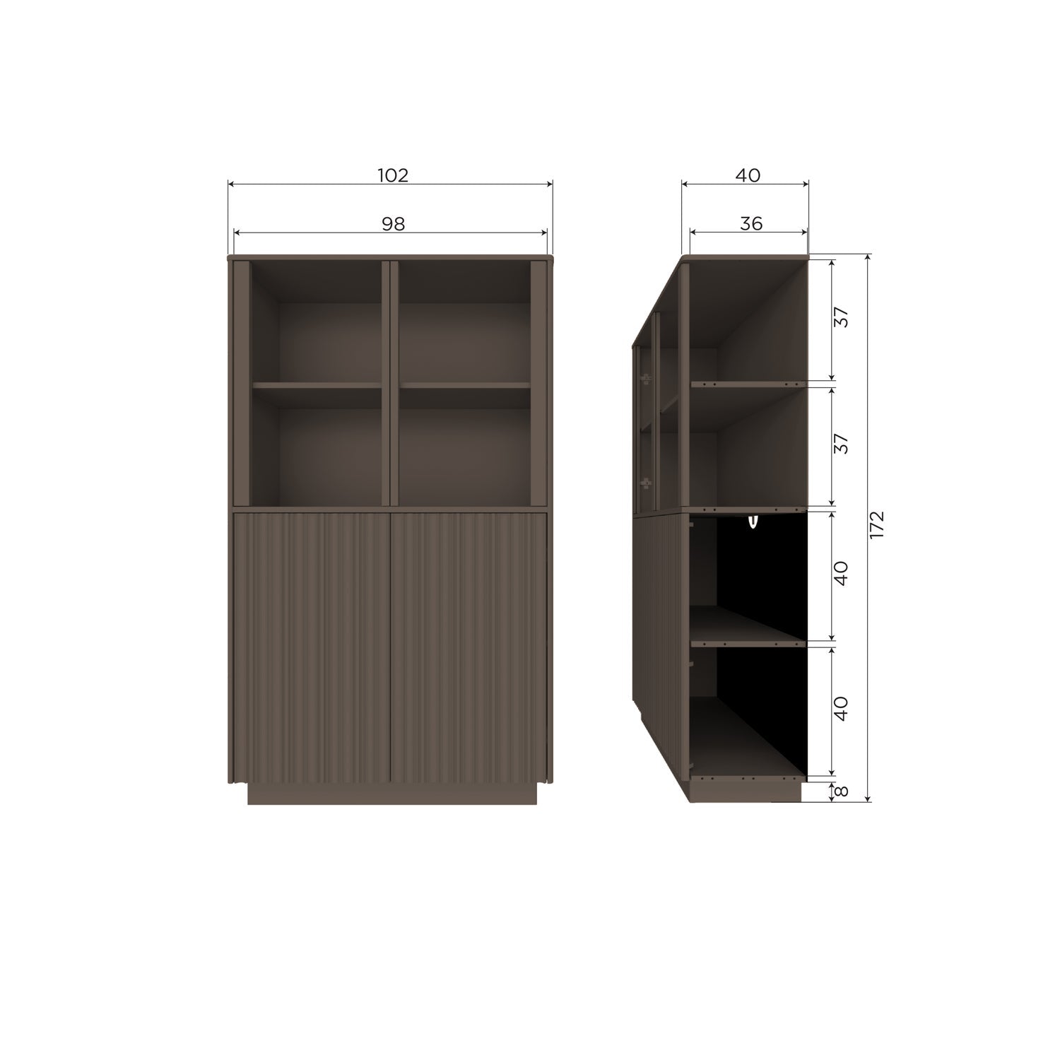 NOVA LAGE VITRINEKAST GRENEN TRUFFEL BRUIN [fsc]