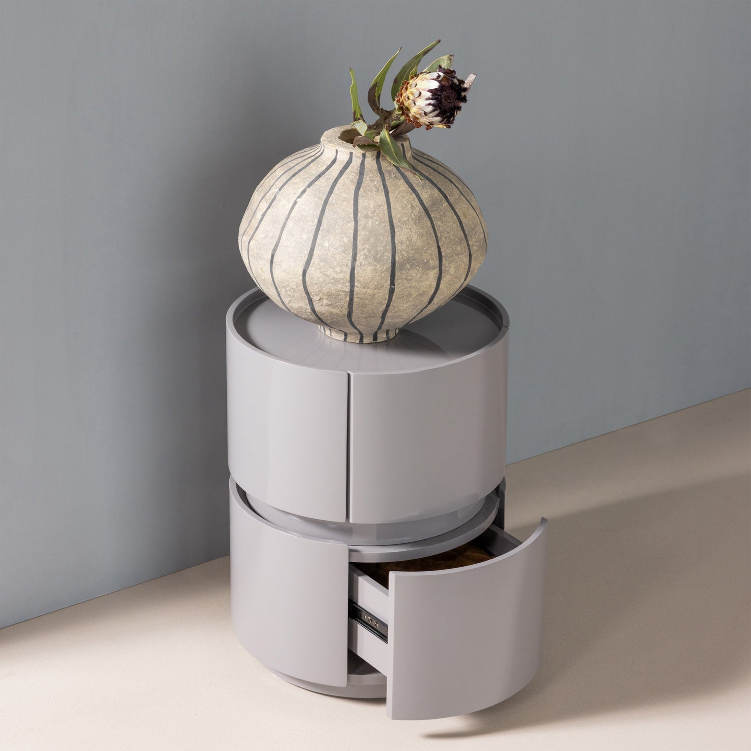 LUNEX LADEKAST/NACHTKASTJE HOUT HOOGGLANS LICHTGRIJS [fsc]