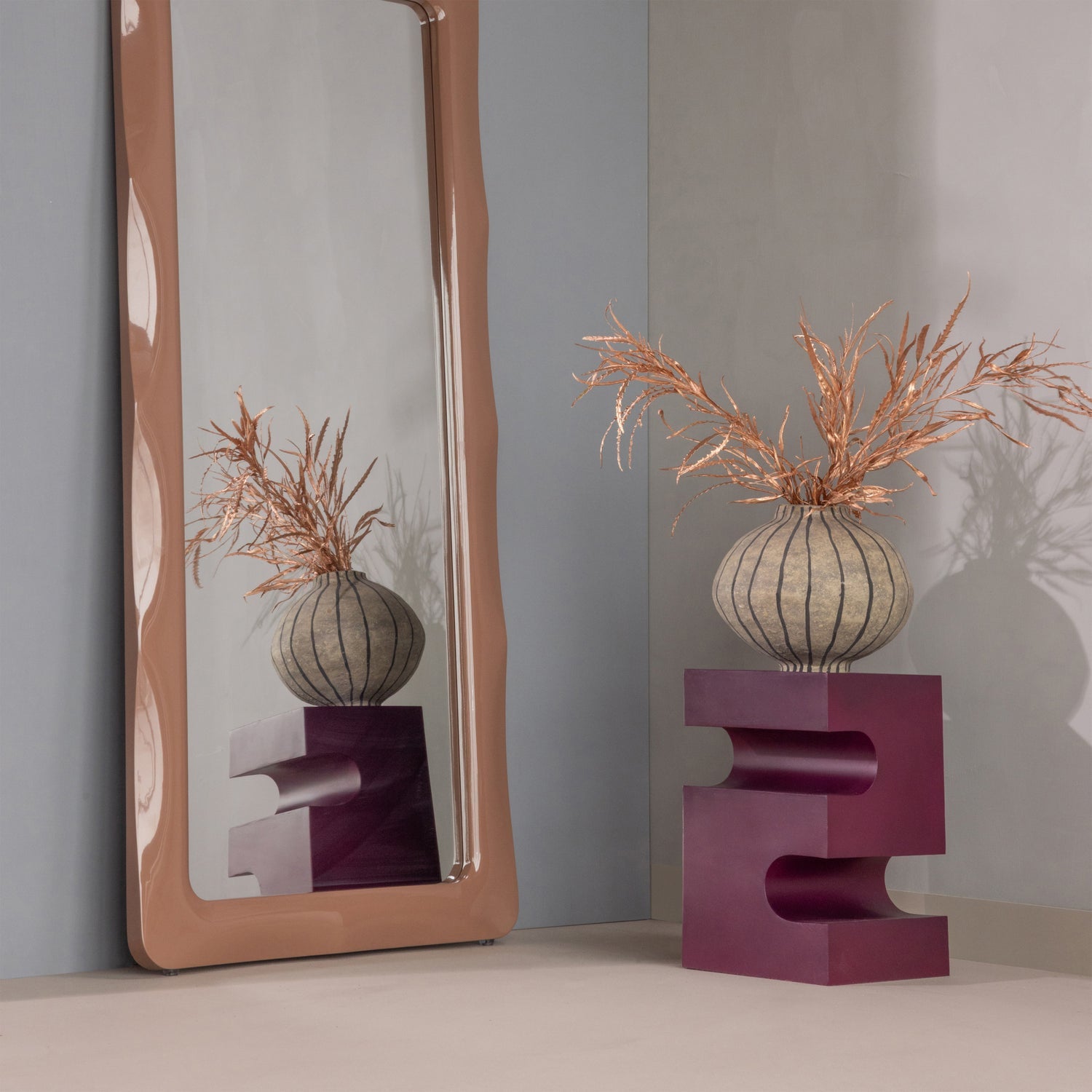 JESSA BIJZETTAFEL METAAL PAARS/BRUIN