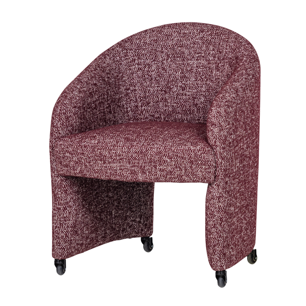 CORDO EETKAMERSTOEL MET WIELEN MELANGE BORDEAUXROOD [fsc]