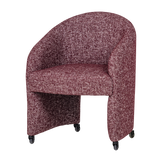 CORDO EETKAMERSTOEL MET WIELEN MELANGE BORDEAUXROOD [fsc]