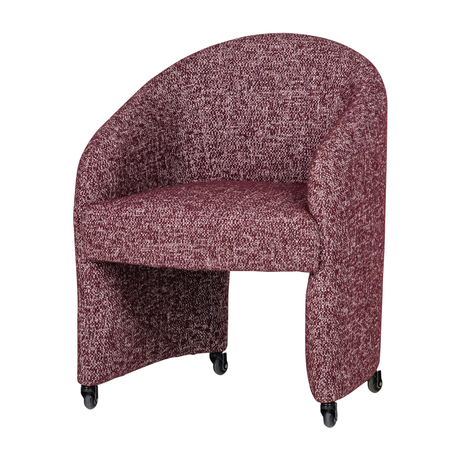 CORDO EETKAMERSTOEL MET WIELEN MELANGE BORDEAUXROOD [fsc]