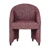 CORDO EETKAMERSTOEL MET WIELEN MELANGE BORDEAUXROOD [fsc]