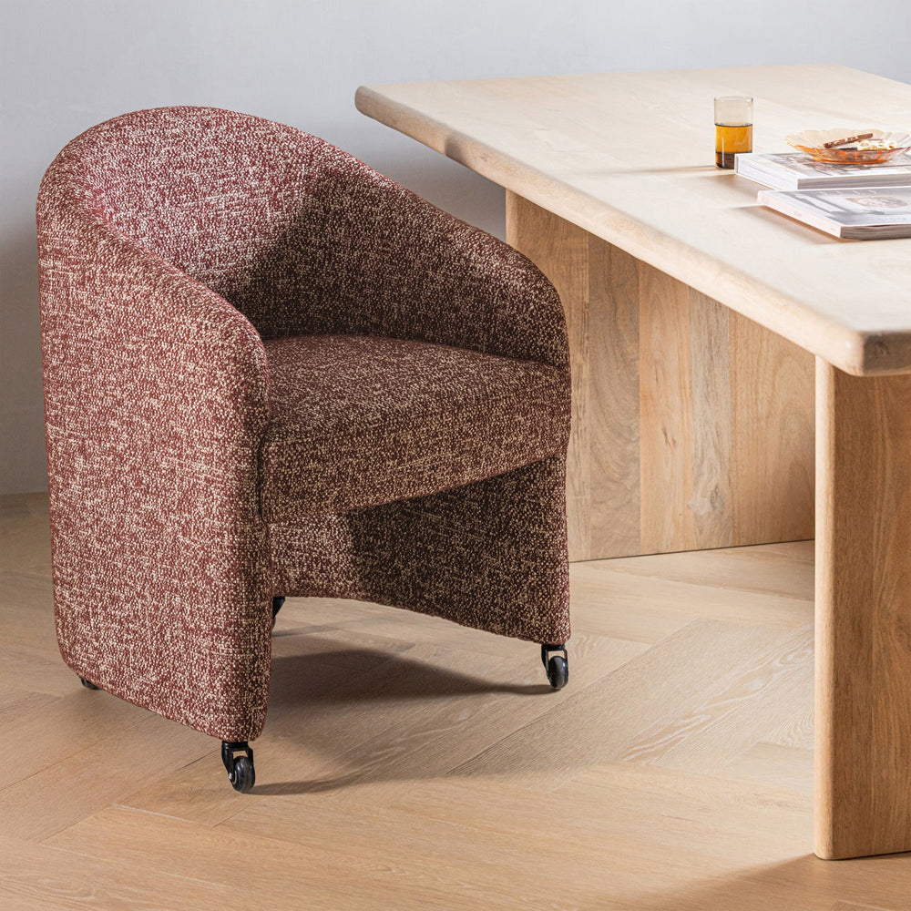 CORDO EETKAMERSTOEL MET WIELEN MELANGE ROESTBRUIN [fsc]