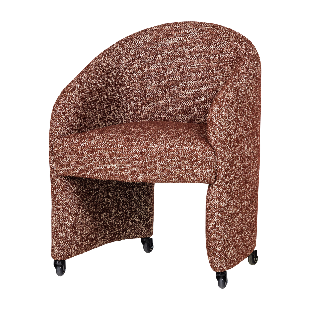 CORDO EETKAMERSTOEL MET WIELEN MELANGE ROESTBRUIN [fsc]