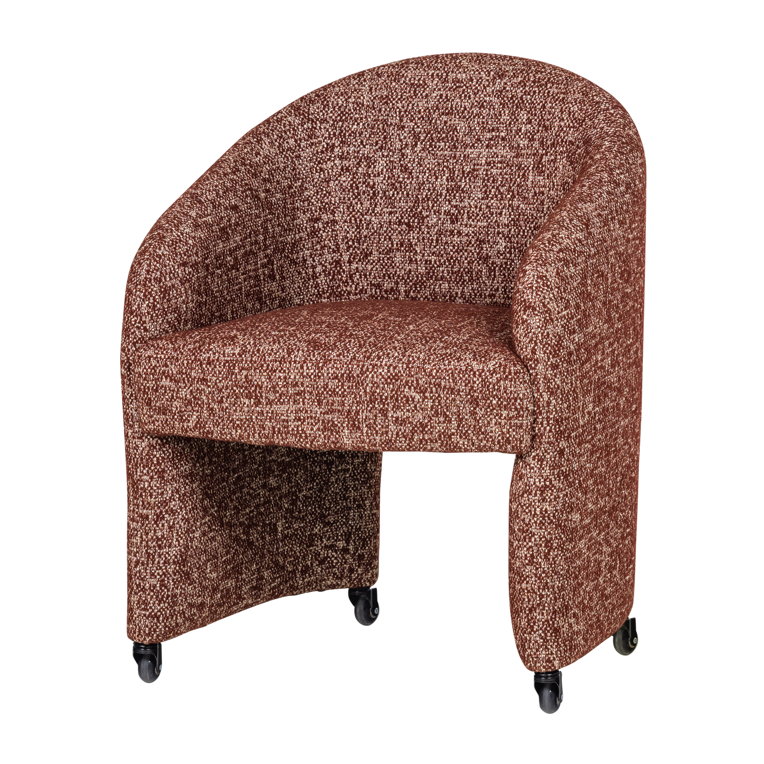 CORDO EETKAMERSTOEL MET WIELEN MELANGE ROESTBRUIN [fsc]