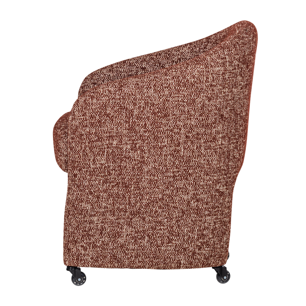 CORDO EETKAMERSTOEL MET WIELEN MELANGE ROESTBRUIN [fsc]