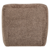 Fauteuil met craquelé velvet in lichtbruin, rugzijde met verticale naad en stevige vorm.