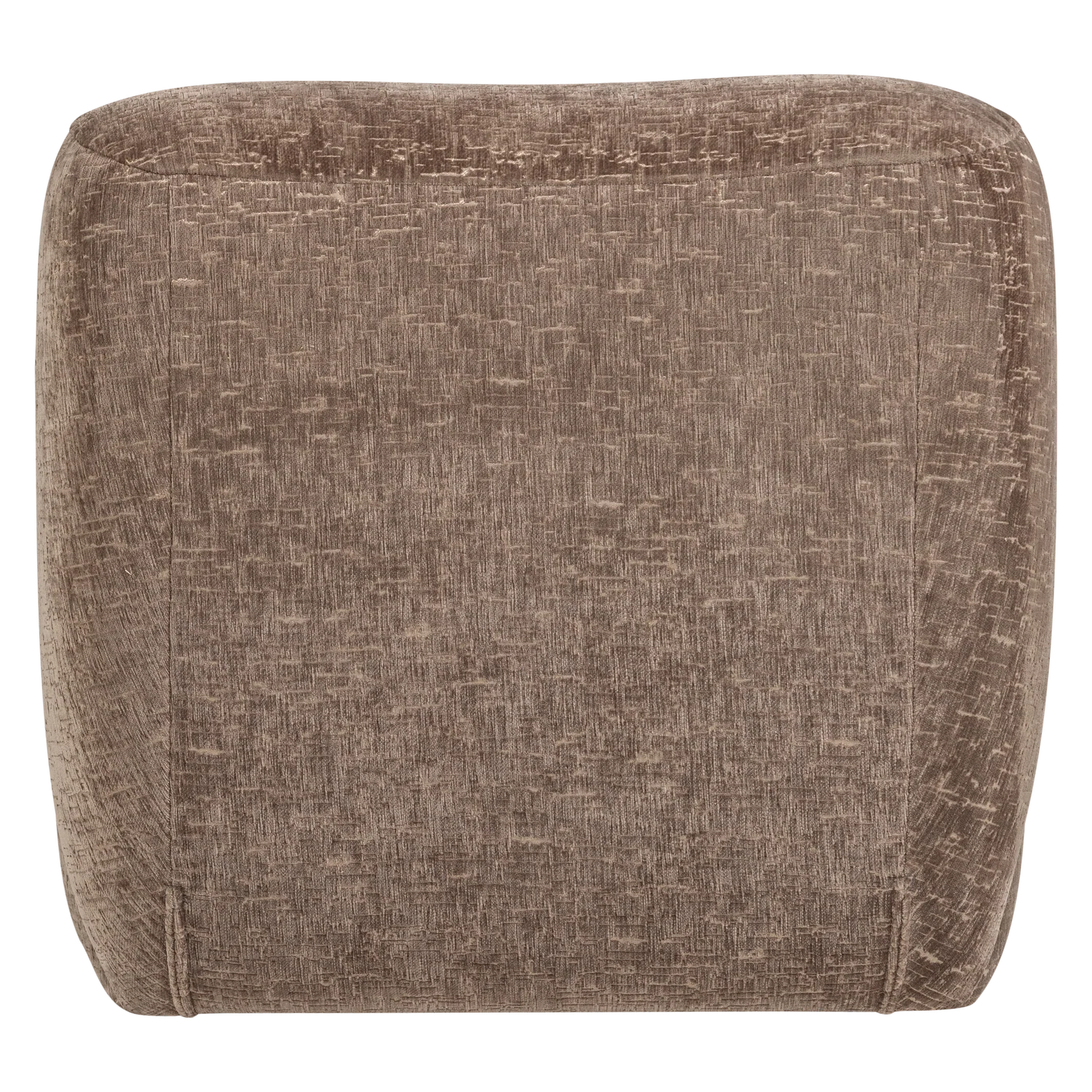 Fauteuil met craquelé velvet in lichtbruin, rugzijde met verticale naad en stevige vorm.