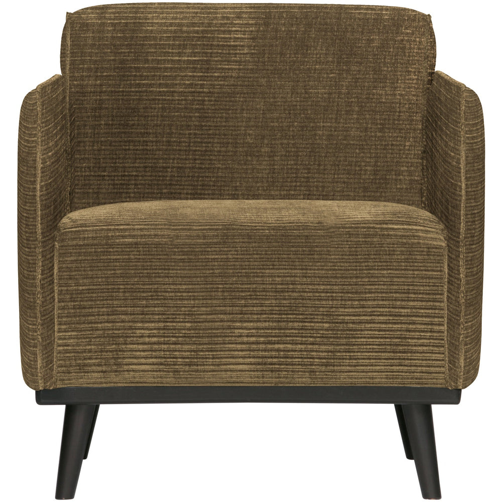 STATEMENT FAUTEUIL MET ARM RIBSTOF OLIJFGROEN