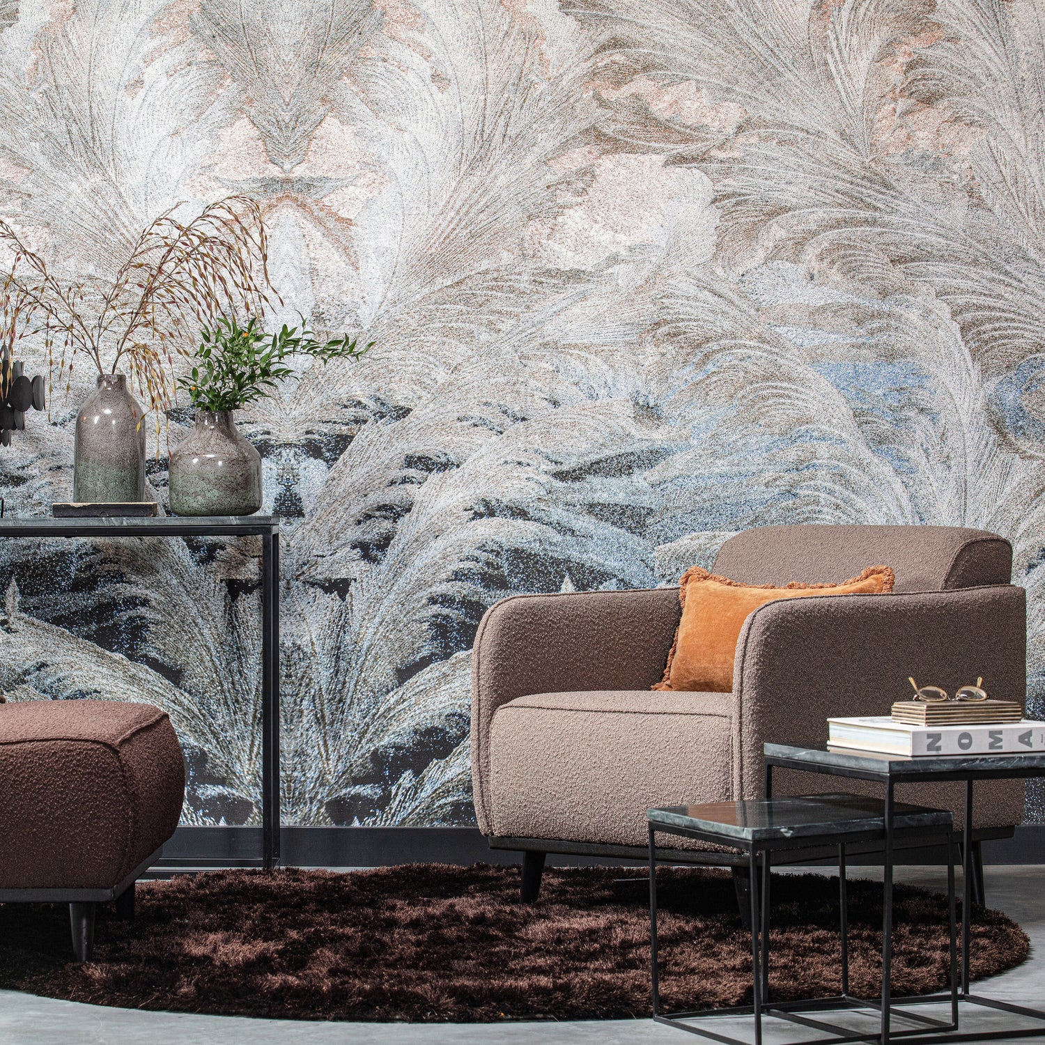 STATEMENT FAUTEUIL MET ARM BOUCLE NOUGAT