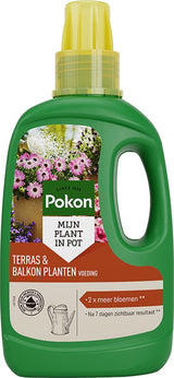 Pokon plantenvoeding voor terras & balkon, groene fles met gele dop, 500 ml