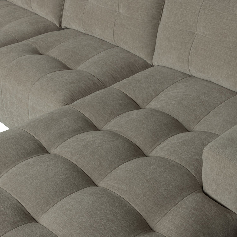 BAR CHAISE LONGUE BANK GEWEVEN STOF RECHTS WARM GRIJS