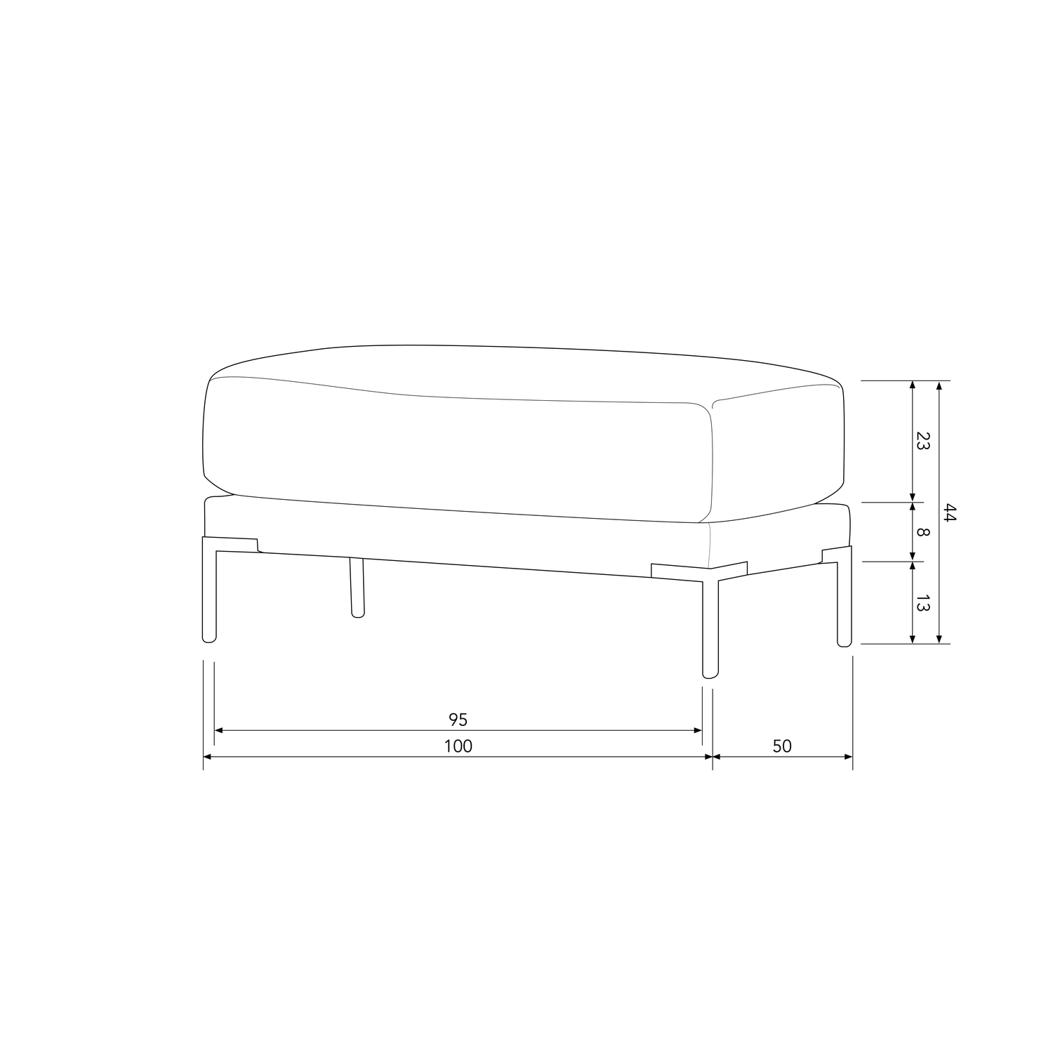 COUPLE POEF 50 CM CHOCOLADE BRUIN