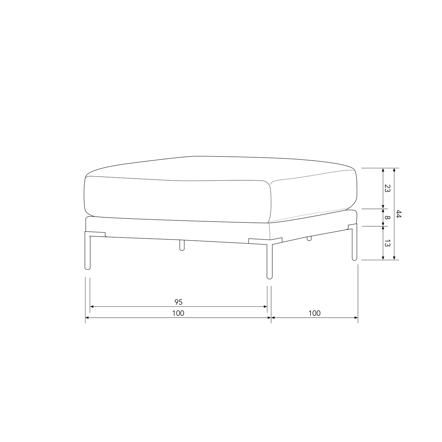 COUPLE POEF 100 CM CHOCOLADE BRUIN