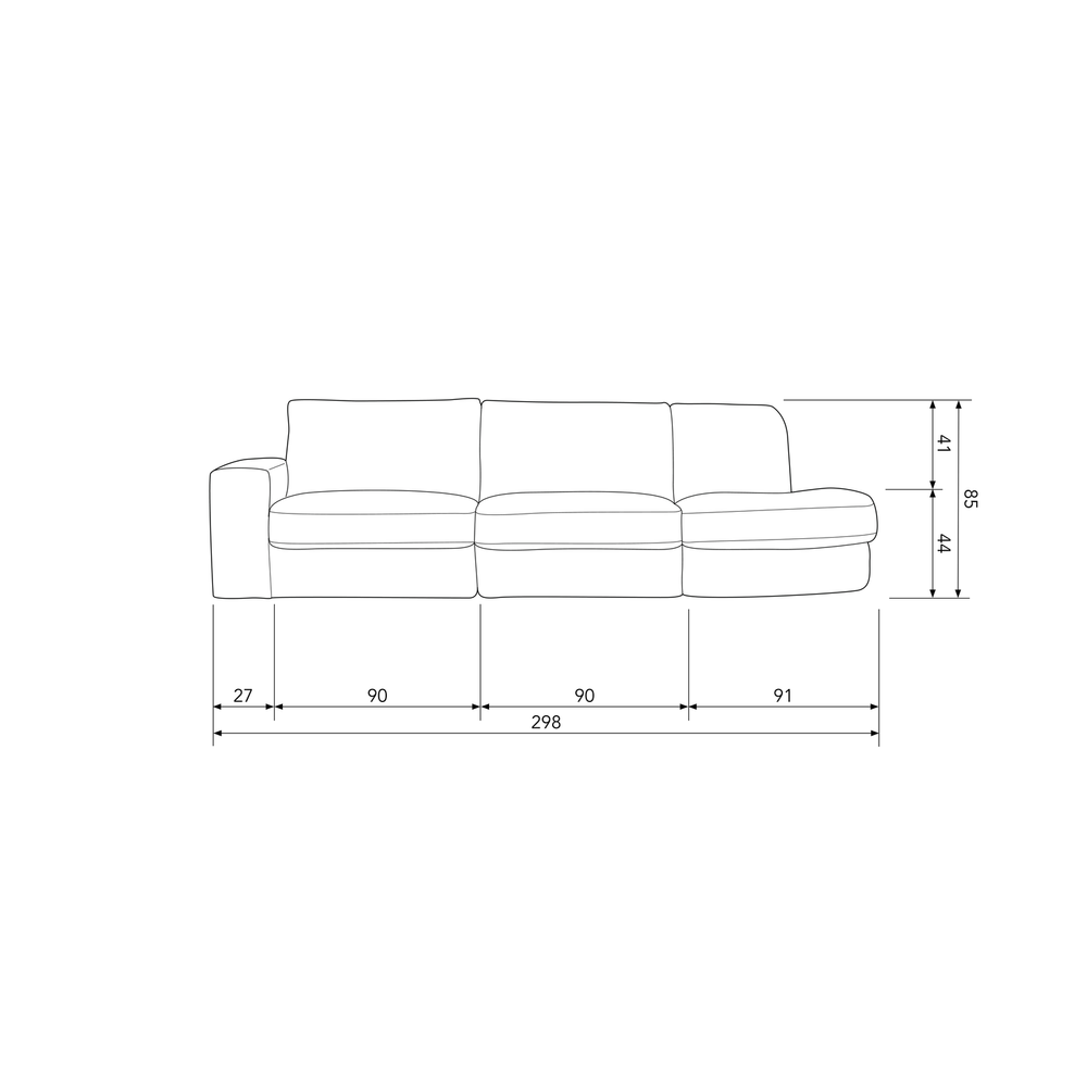 FAMILY 2,5-ZITS BANK RONDING RECHTS ANTRACIET