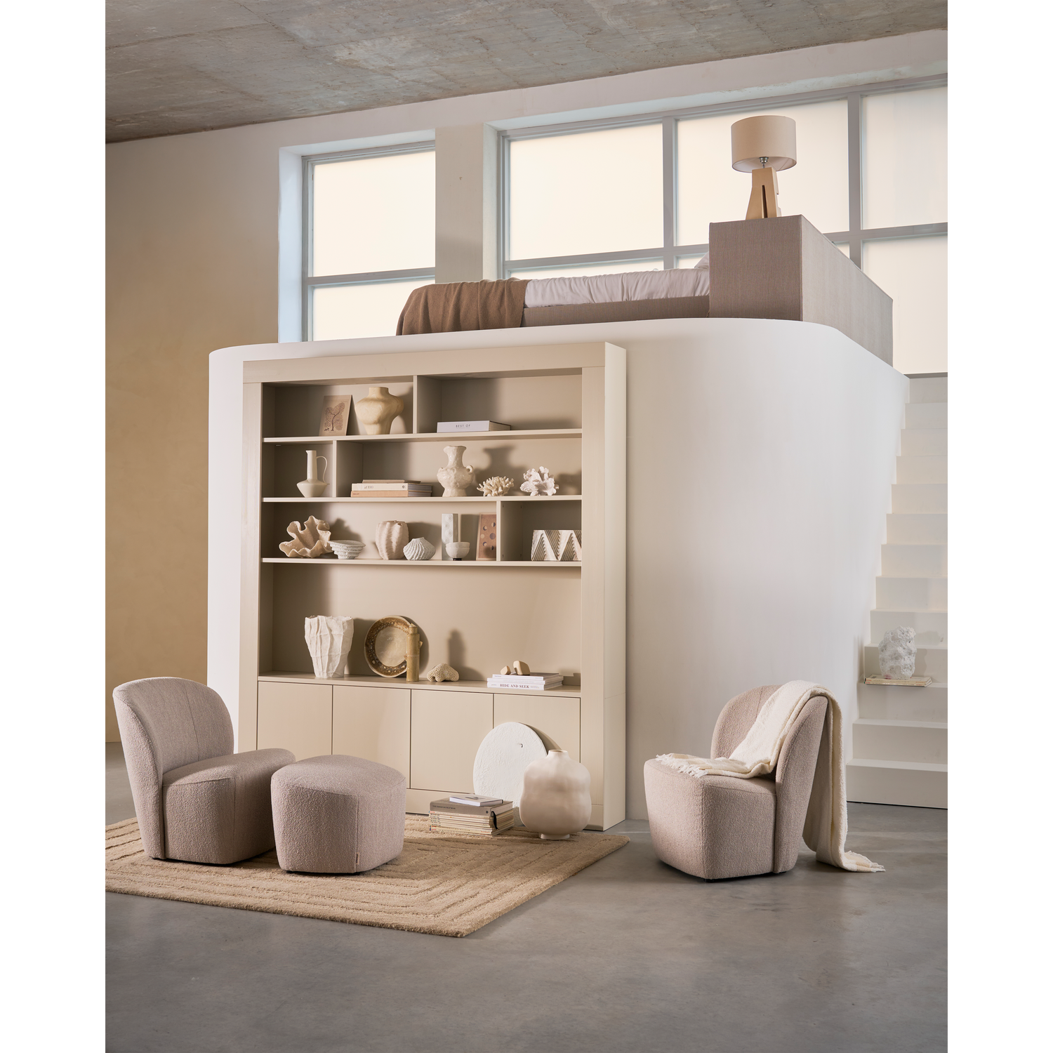 LOFTY FAUTEUIL BOUCLE GRIJS