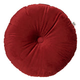 Rond fluwelen sierkussen Olly met knoopdetail, merlotkleurig