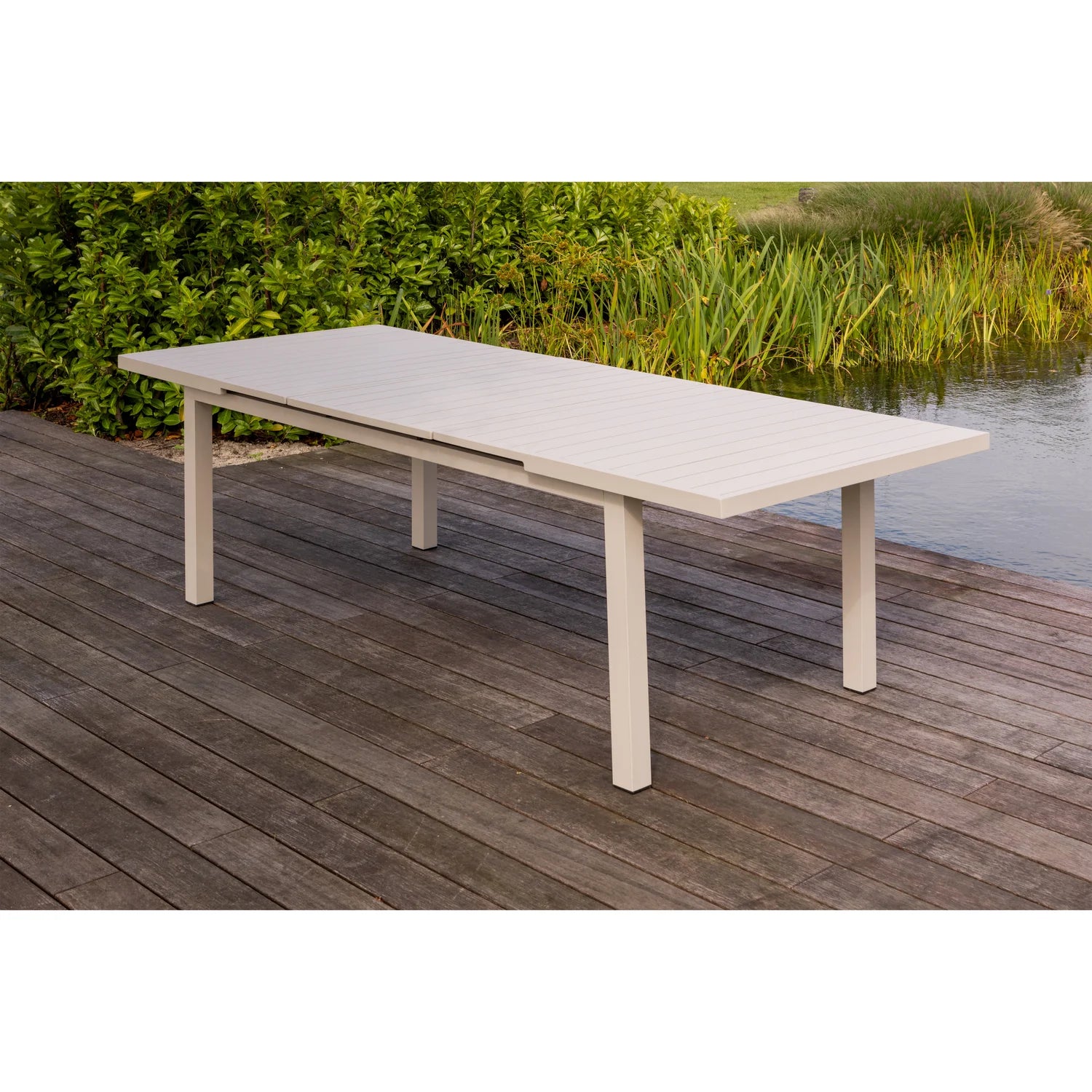 WOOOD - Mobile uitschuifbare tuintafel alu zand 240x100/180x100cm