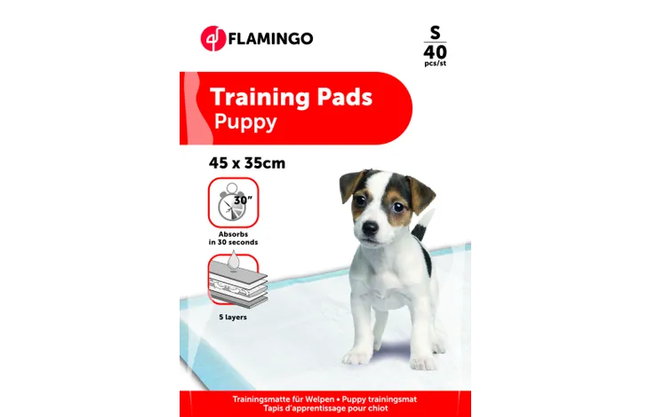 Trainingspads voor puppy's in Flamingo-verpakking, 40 stuks, 45x35 cm