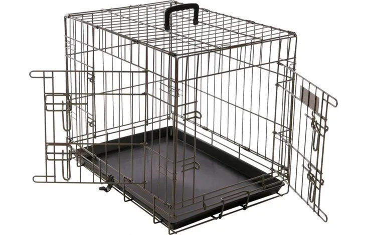 Flamingo Hundebox S – Faltbare Hundebox Auto – Hundebox Drahtkäfig Taupe – 61x43x50 cm
