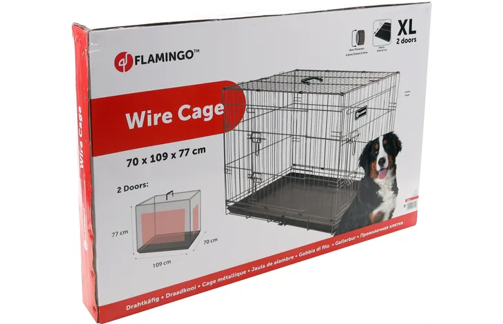 Flamingo Hundebox XL – Faltbare Hundebox Auto – Hundebox Drahtkäfig Taupe – 109x70x77 cm – Flamingo Hundebox Ebo Taupe