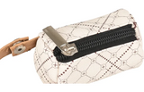 Flamingo poepzakhouder Vito beige met zwarte ritssluiting en metalen haak