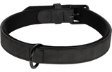 Zwarte neopreen hondenhalsband met metalen gesp en D-ring