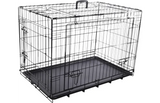 Hundebox Nyo Schwarz M – 77x47x53,5 cm – faltbarer Drahtkäfig mit 2 Türen & Schublade – Flamingo Hundebox mit Griff
