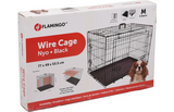 Hundebox Nyo Schwarz M – 77x47x53,5 cm – faltbarer Drahtkäfig mit 2 Türen & Schublade – Flamingo Hundebox mit Griff