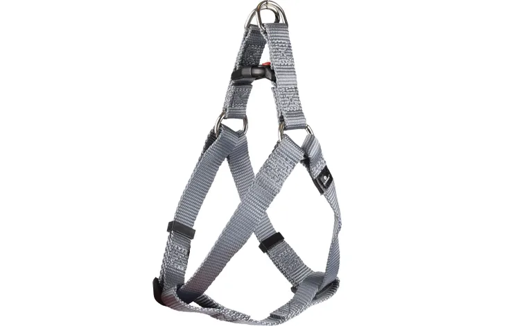 Flamingo Step&Go Ziggi harnas voor honden, grijs met metalen ring en verstelbanden