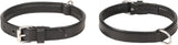 Gevoerde zwarte halsband met verstelbare gaatjes, metalen gesp en ring