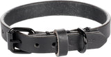 Flamingo halsband Leano, zwarte leren halsband met gesp en verstelgaten