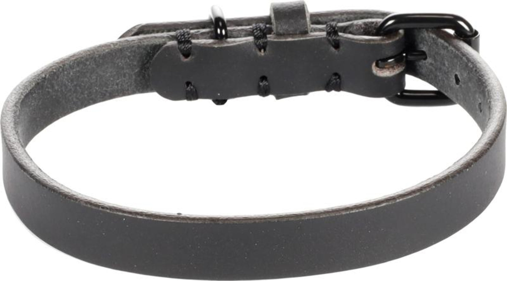 Zwarte leren halsband met verstelgaten en metalen sluiting