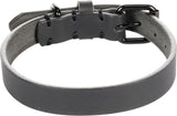 Zwarte lederen halsband met verstelgaten en gespklem