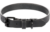 Flamingo zwarte halsband met gesp en metalen ring, verstelbare gaten