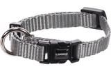 Flamingo halsband Ziggi grijs geweven band met D-ring en zwarte gesp