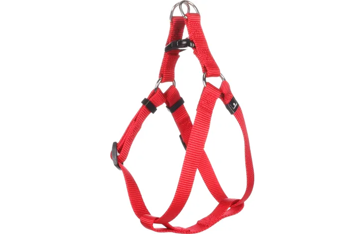 Flamingo Step&Go hondentuig, rood met zwarte gespen en ring