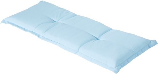 Bankkussen 150x48 cm lichtblauw Panama, met zichtbare stiksels en opgevulde kamers