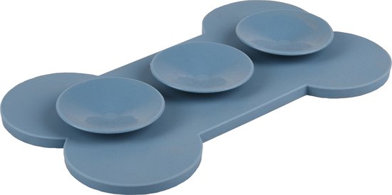 Blauwe botvormige likmat met ronde kuiltjes en reliëf