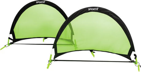 SportX voetbaldoelset: 2 opvouwbare doelen met groen net en zwarte rand